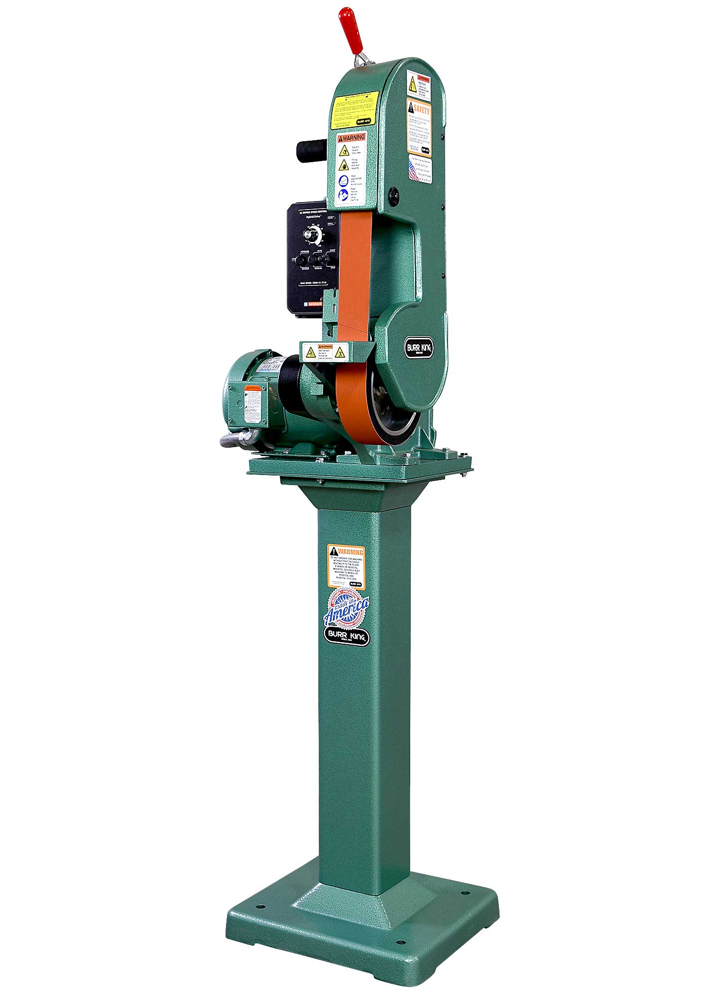 24821 - X400 variable speed belt grinder shown with optional 01 pedestal.